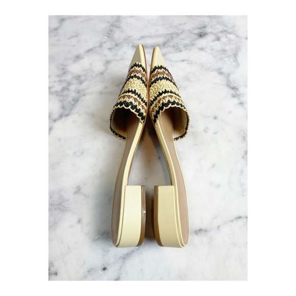 Anthropologie Maeve Coralie Raffia Striped Square Toe Slide Sandals Sz 41 - Picture 7 of 10